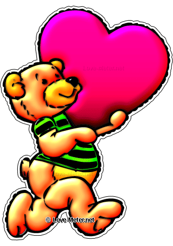 Picture of a Cute Teddy Bear Carrying a Pink Heart in His Hand.